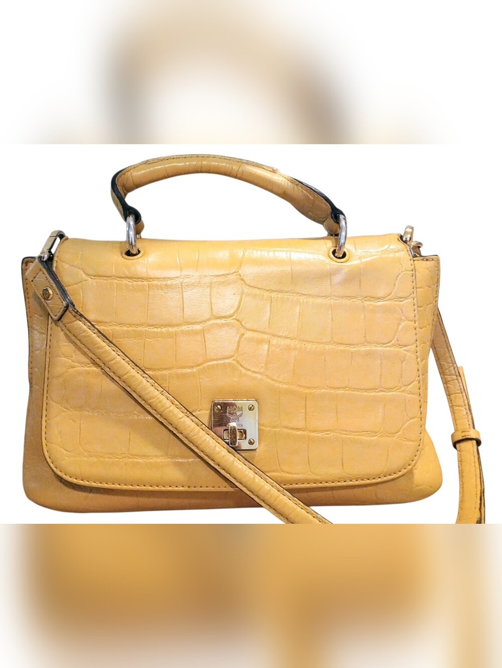 MCM Croc Embossed 2-Way Satchel Shoulder Bag - Picture 16 of 16